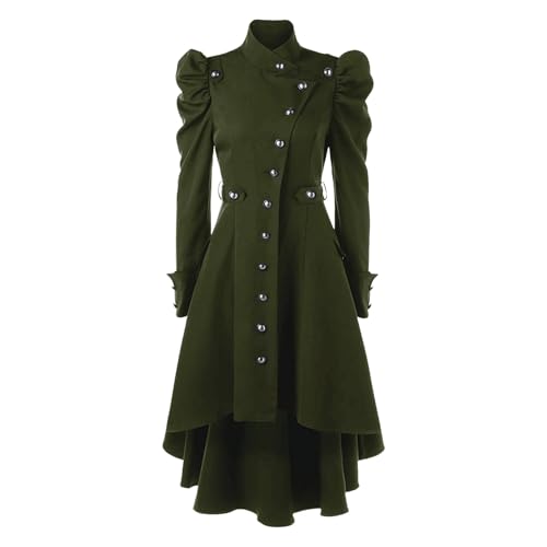 Steampunk Jacke Damen Gothic Mantel Lang Halloween Kostüm Mittelalter Kleidung Trenchcoat Einreihig Jacken Vintage Gehrock Viktorianische Karneval Halloweenkostüm Renaissance von Generic
