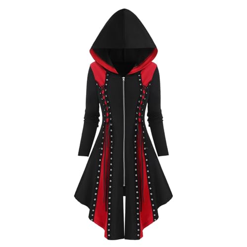 Steampunk Jacke Damen Kurz Gothic Mantel Lang Frack Mittelalter Kleidung Halloween Kostüm Karneval Trenchcoat Gehrock Vintage Renaissance Jacken Viktorianische Cosplay Tailcoat Langarm Smoking von Generic