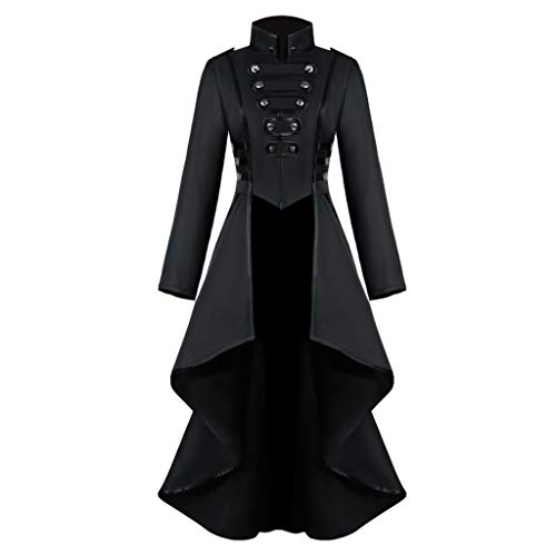 Steampunk Jacke Damen Kurz Gothic Mantel Lang Mittelalter Kleidung Halloween Kostüm Frack Karneval Trenchcoat Gehrock Vintage Renaissance Jacken Langarm Viktorianische Tailcoat Cosplay Langarm von Generic