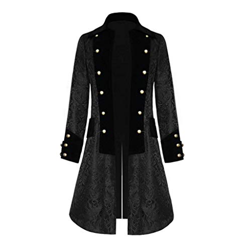 Steampunk Jacke Herren -Frack Mantel Herren Vintage Mittelalter Gehrock Herren Gothic Mäntel Lang Knopf Retro Jacquard Anzug Viktorianischen Punk Smoking Jacke Männer Party Karneval Halloween Kostüm von Generic
