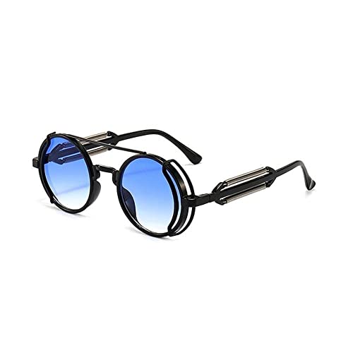 Steampunk Sonnenbrille Retro Herren Markendesigner Runde Brillen Neue Vintage Damen T7M0 UV400 Gothic Punk Style Sonnenbrille Mode von generic
