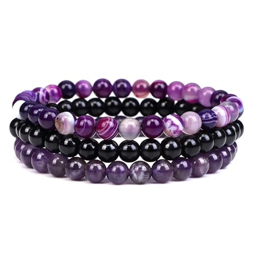 Steinarmband 4/6/8 mm Perlen Stretch-Armband Männer Frauen Yoga-Armbänder (Size : 17CM, Color : 6mm Set 16) von Generic