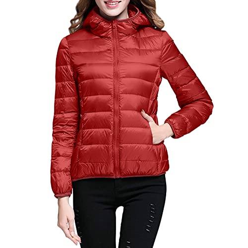 Steppjacke Damen Leicht, Daunenjacke Damen Leicht Puffer Jacke Lightweight Steppjacke Damen Übergangsjacke Lässig Steppmantel Winter Federleichte Dünne Daunenmantel Plüschjacke Wanderjack von Generic