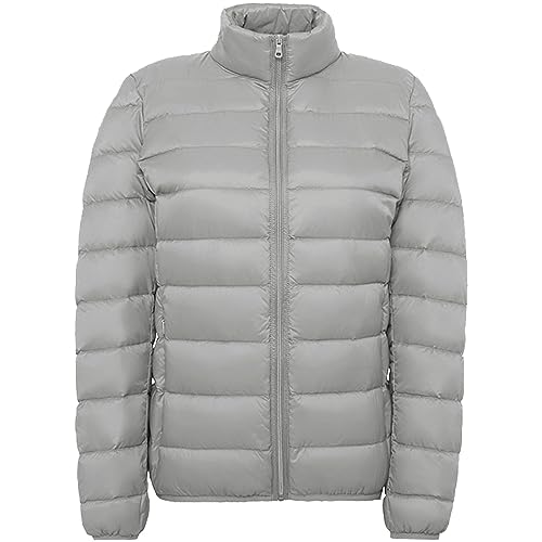 Steppjacke Damen Leicht Ohne Kapuze, Daunenjacke Mit Stehkragen Gesteppt Übergangsjacke Slim Fit Kurzjacke Dünne Faltbare Steppjacken Einfarbig Sportjacke Teenager-Mädchen Collegejacke von Generic