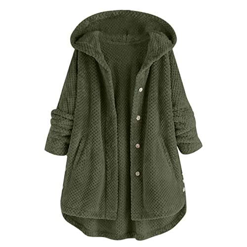 Steppjacke Damen üBergangsjacke Wintermantel GroßE GrößEn Winterjacke Sale Lang Mantel Trenchcoat Warm GefüTtert Outdoorjacke, Grün, 5XL von Generic