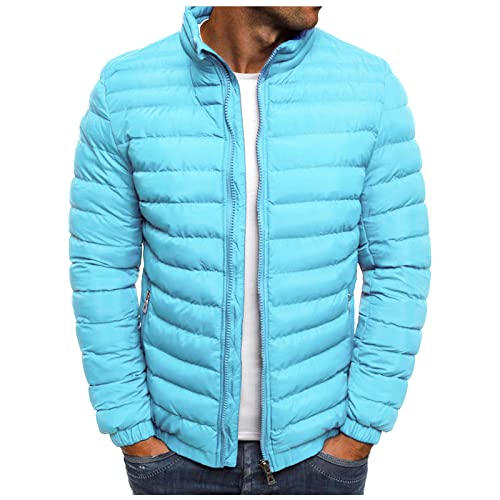 Steppjacke Herren Übergangsjacke Winterjacke ohne Kapuze Winddichte Jacke Herrenjacke Männer Warm Sweatjacke Windjacke Winterjacke Daunenjacken für Herren Outdoorjacke Sportjacke Hellblau L von Generic