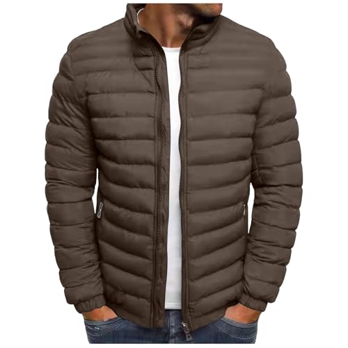 Steppjacke Herren Winter Daunenjacke Dicke Thermo Jacket Schwergewicht Warmer Winterjacke Langarm Herrenjacke Classic Einfarbige Mantel Fashion Bequeme Thermojacke 01 Braun S von Generic
