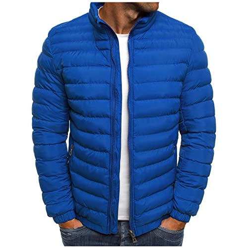Steppjacke Herren Winter Daunenjacke Dicke Thermo Jacket Schwergewicht Warmer Winterjacke Langarm Herrenjacke Classic Einfarbige Mantel Fashion Bequeme Thermojacke 02 Blau XL von Generic