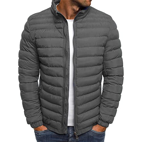 Steppjacke Herren Winter Daunenjacke Dicke Thermo Jacket Schwergewicht Warmer Winterjacke Langarm Herrenjacke Classic Einfarbige Mantel Fashion Bequeme Thermojacke 02 Grau XL von Generic