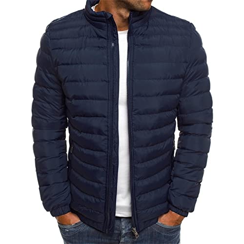 Steppjacke Herren Winter Daunenjacke Dicke Thermo Jacket Schwergewicht Warmer Winterjacke Langarm Herrenjacke Classic Einfarbige Mantel Fashion Bequeme Thermojacke 02 Marine XL von Generic