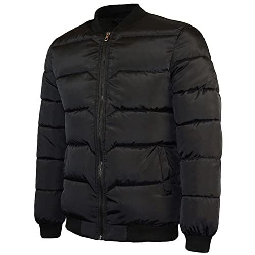 Steppjacke Herren Winterjacke PufferE Jacke ohne Kapuze Herrenjacke Übergangsjacke Männer Warm Outdoorjacke Daunenjacken Windjacke Daunenjacken für Herren Sportjacke Outdoorjacke Schwarz L von Generic