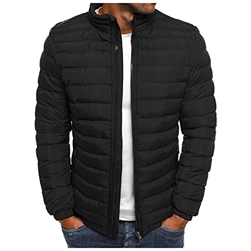 Steppjacke Herren Winterjacke ohne Kapuze Leichte Winter Daunenjacke Wandern Übergangsjacke Herren-Jacken Bequeme Softshelljacke Outdoor Pufferjacke Einfarbig Herbstjacke Baumwolle Bomberjacke von Generic