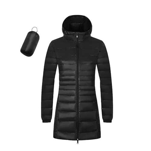 Steppmantel Damen Lang Winter, Wintermantel Mit Kapuze Große Größen Übergangsjacke Leicht Daunenjacke Winddicht Warm Winterjacke Gesteppt Kapuzenmantel Sportjacke Daunenoptik Freizeitjacke von Generic