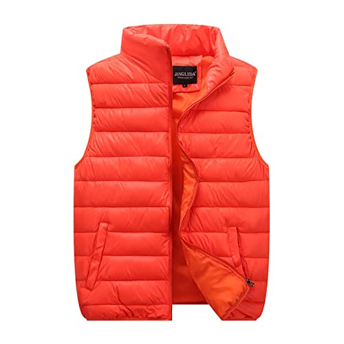 Steppweste Damen Winter Warm Ärmellose Ultraleicht Weste Daunenweste Steppweste mit Kapuze Taschen Weste Ärmellose Daunenjacke Kurz Winterweste Übergangsweste Outdoor Weste(G Orange,XL) von Generic