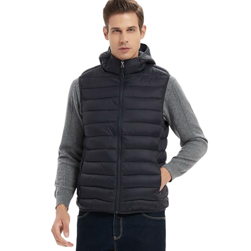 Steppweste Herren Mit Kapuze, Weste Herren Winter, Ärmellose Sportweste Kapuzenweste Mit Reißverschluss Gefütterte Hybrid Übergangsjacke Gesteppte Laufweste Winddichte Outdoorwesten Vest Outerwear Steppweste Herren Mit Kapuze, Weste Herren Winter, Ärmellose Sportweste Kapuzenweste Mit Reißverschluss Gefütterte Hybrid Übergangsjacke Gesteppte Laufweste Winddichte Outdoorwesten Vest Outerwear von Generic