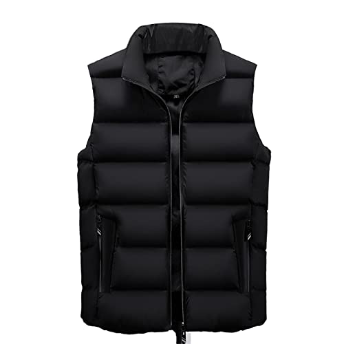 Steppweste Herren Sportweste Leichte Puffer Winter Warme Arbeitsweste Übergrößen Große Größen Mit Reißverschluss Taschen Pufferweste Zip Up Weste Ärmellose Weihnachts Gilet Schwarz XXL von Generic