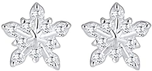 Sterling-Silber 925, Zirkonia, Winter, Schneeflocke, Blume, elegante Ohrringe, Farbe ClearSilver von Generic