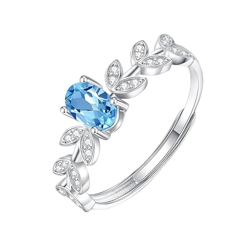Sterling Silber 925 Ringe Für Damen Echter Topas Peridot Rubin Solitär Ovaler Verlobungsring Für Frauen Und Mädchen Verstellbar Statement Zirkonia Jubiläumsband Geschenk Topas von Generic