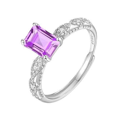 Sterling Silber 925 Ringe Für Damen Halo Verlobungsringe Im Kissenschliff Für Frauen Natürlicher Edelsteinring Verstellbar Verlobung Jahrestag Hochzeit Solitärring Mit Box Amethyst von Generic