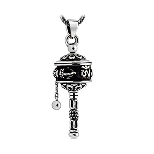 Sterling Silber Antik-ähnliche Vintage Gebetsmühlen Amulett 925 Silber Weizenkette Anhänger Halskette von Generic