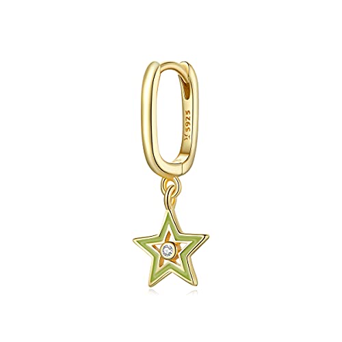 Sterling Silber Schmuck, Stern Ohrhänger für Frauen Emaille Grün Schmuck Einzelohrring von Generic