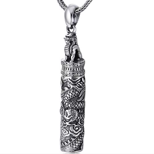 Sterling Silber Schmuck geschnitzter Drache kann Gawu Box öffnen religiöse Anhänger Halskette für Männer von Generic