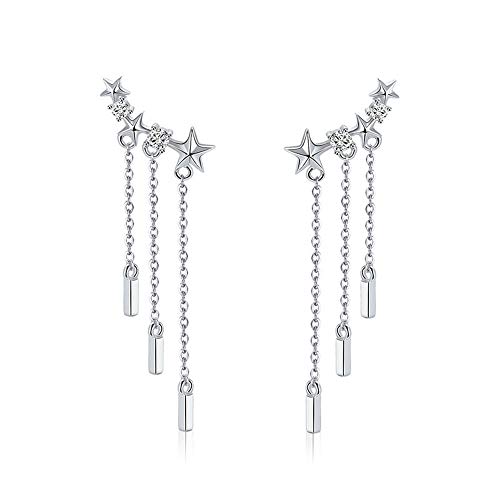 Sterling-Silberschmuck, langkettige, schillernde Zirkonia-Ohrhänger für Damen, Modeschmuck von Generic