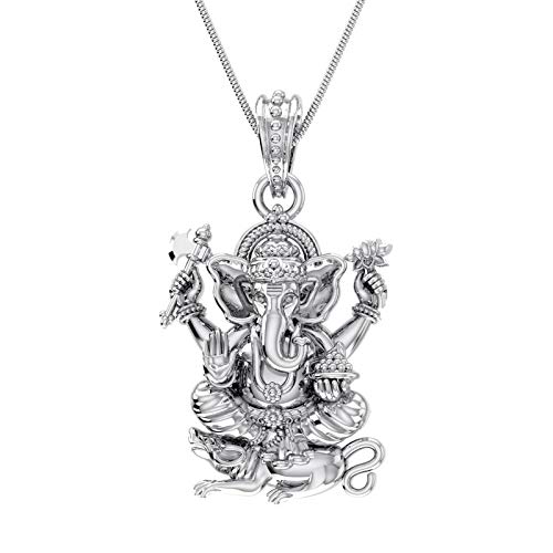 Sterling Silver (92.5% purity) God Ganesh Pendant for Men & Women Pure Silver Lord Ganapathy Locket for Good Health & Wealth INCLUDING Silver Chain by Indian Collectible von Generic