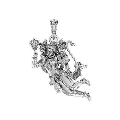 Sterling Silver (92.5% purity) God Hanuman (Big Size) Pendant for Men Pure Silver Lord Bajrang Bali Locket for Good Health & Wealth INCLUDING Silver Chain by Indian Collectible von Generic