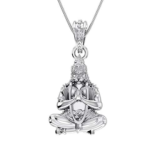 Sterling Silver (92.5% purity) God Hanuman Pendant for Men & Women Pure Silver Lord Bajrang Bali Locket for Goo INCLUDING Silver Chain by Indian Collectible von Generic