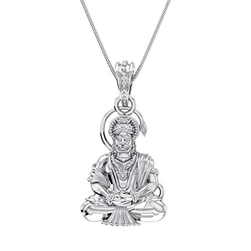 Generic Sterling Silver (92.5% purity) God Hanuman Pendant for Men & Women Pure Silver Lord Bajrang Bali Locket for Good Health & Wealth INCLUDING Silver Chain by Indian Collectible von Generic