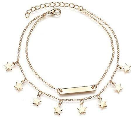 Stern-Anhänger-Fußkettchen für Frauen Doppellagige verstellbare Quaste Minimalistische Strand-Fußkette Geschickt und professionell von Generic