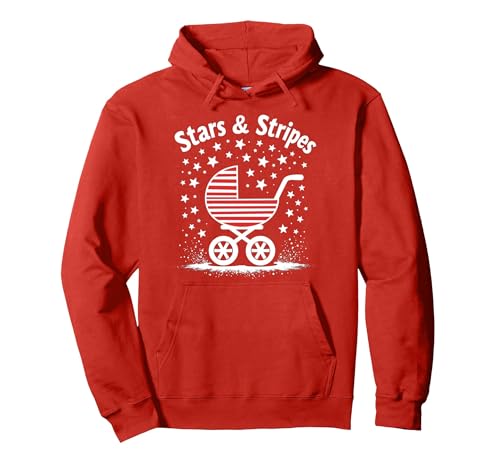 Sterne, Streifen und Kinderwagen Pullover Hoodie, Unisex für Erwachsene, Rot, M Sterne, Streifen und Kinderwagen Pullover Hoodie, Unisex für Erwachsene, Rot, M von Generic