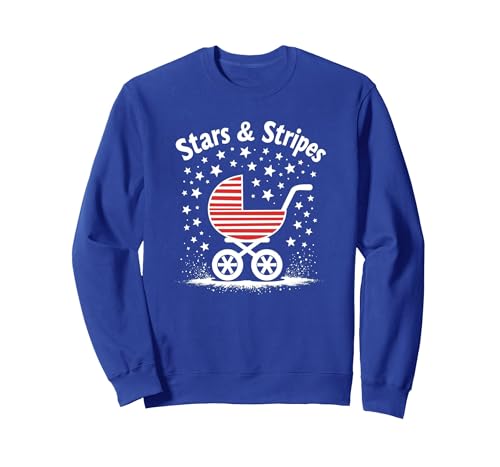 Sterne, Streifen und Kinderwagen Sweatshirt, Unisex für Erwachsene, Königsblau, M Sterne, Streifen und Kinderwagen Sweatshirt, Unisex für Erwachsene, Königsblau, M von Generic