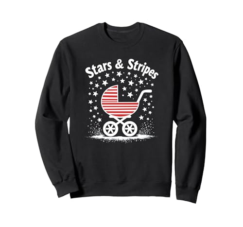 Sterne, Streifen und Kinderwagen Sweatshirt, Unisex für Erwachsene, Schwarz, S Sterne, Streifen und Kinderwagen Sweatshirt, Unisex für Erwachsene, Schwarz, S von Generic