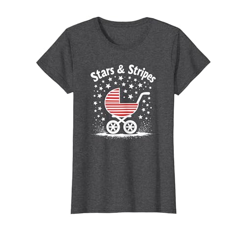 Sterne, Streifen und Kinderwagen T-Shirt, Damen, Anthrazit Meliert, 3XL von Generic