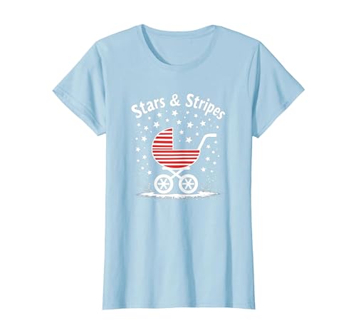Sterne, Streifen und Kinderwagen T-Shirt, Damen, Himmelblau, XXL Sterne, Streifen und Kinderwagen T-Shirt, Damen, Himmelblau, XXL von Generic