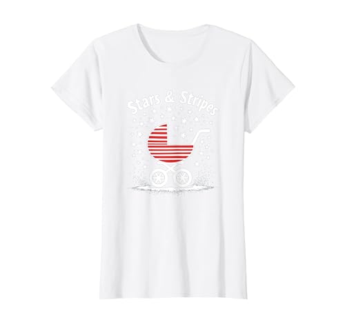 Sterne, Streifen und Kinderwagen T-Shirt, Damen, Weiß, L Sterne, Streifen und Kinderwagen T-Shirt, Damen, Weiß, L von Generic