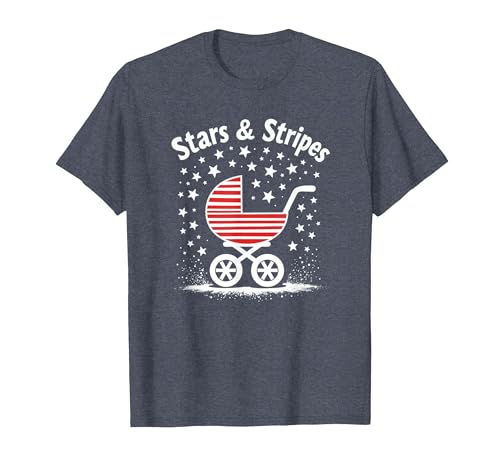 Sterne, Streifen und Kinderwagen T-Shirt, Herren, Blau Meliert, 3XL Sterne, Streifen und Kinderwagen T-Shirt, Herren, Blau Meliert, 3XL von Generic