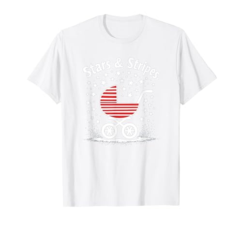 Sterne, Streifen und Kinderwagen T-Shirt, Herren, Weiß, XXL von Generic