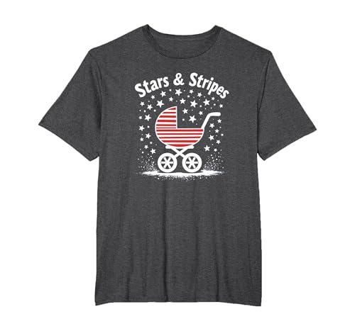 Sterne, Streifen und Kinderwagen T-Shirt, Herren Große Größen, Anthrazit Meliert, 3X Tall von Generic