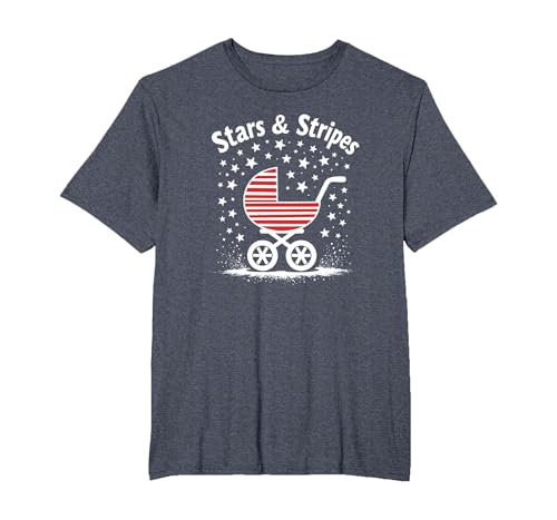 Sterne, Streifen und Kinderwagen T-Shirt, Herren Große Größen, Blau Meliert, 6X Tall von Generic