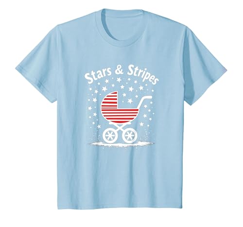 Sterne, Streifen und Kinderwagen T-Shirt, Kinder, Himmelblau, 140 von Generic