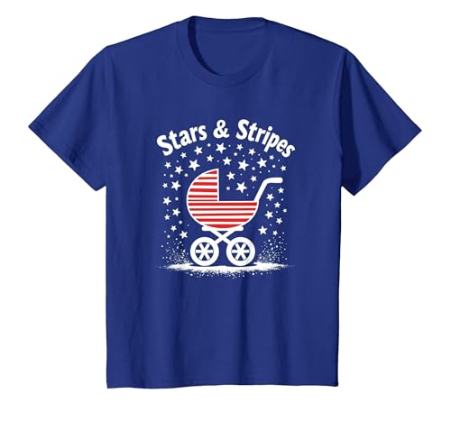 Sterne, Streifen und Kinderwagen T-Shirt, Kinder, Königsblau, 152 von Generic