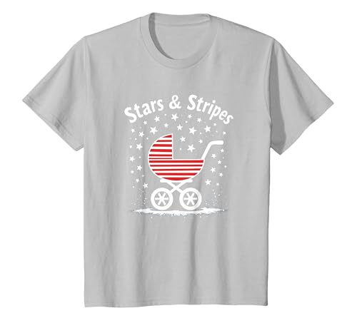 Sterne, Streifen und Kinderwagen T-Shirt, Kinder, Silber, 152 Sterne, Streifen und Kinderwagen T-Shirt, Kinder, Silber, 152 von Generic