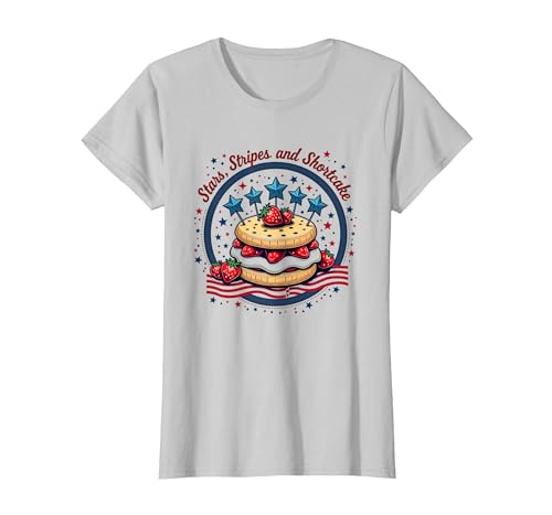 Sterne, Streifen und Shortcake T-Shirt, Damen, Silber, L Sterne, Streifen und Shortcake T-Shirt, Damen, Silber, L von Generic