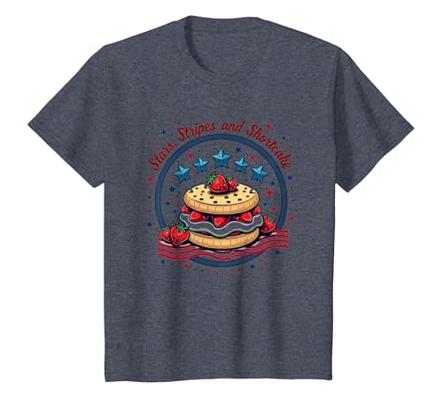 Sterne, Streifen und Shortcake T-Shirt, Kinder, Blau Meliert, 98 von Generic
