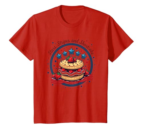 Sterne, Streifen und Shortcake T-Shirt, Kinder, Rot, 104 von Generic
