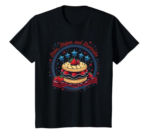 Sterne, Streifen und Shortcake T-Shirt, Kinder, Schwarz, 92 von Generic