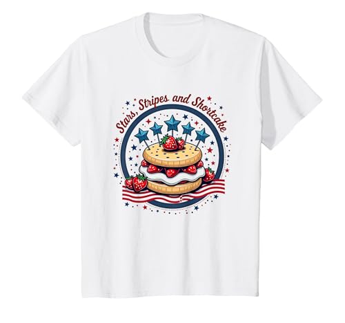 Sterne, Streifen und Shortcake T-Shirt, Kinder, Weiß, 92 von Generic